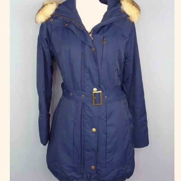Pendleton Jackets & Blazers - Pendleton Navy Blue Juneau Genuine Coyote Fur Trim Down Parka Jacket Size Small
